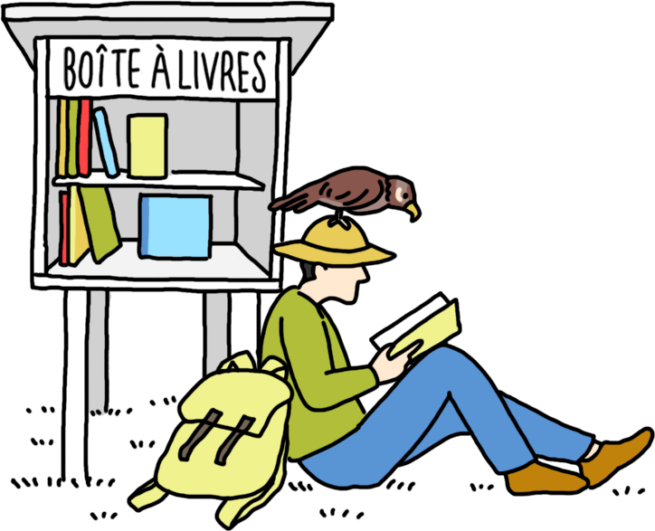 本を読む旅人のイラスト