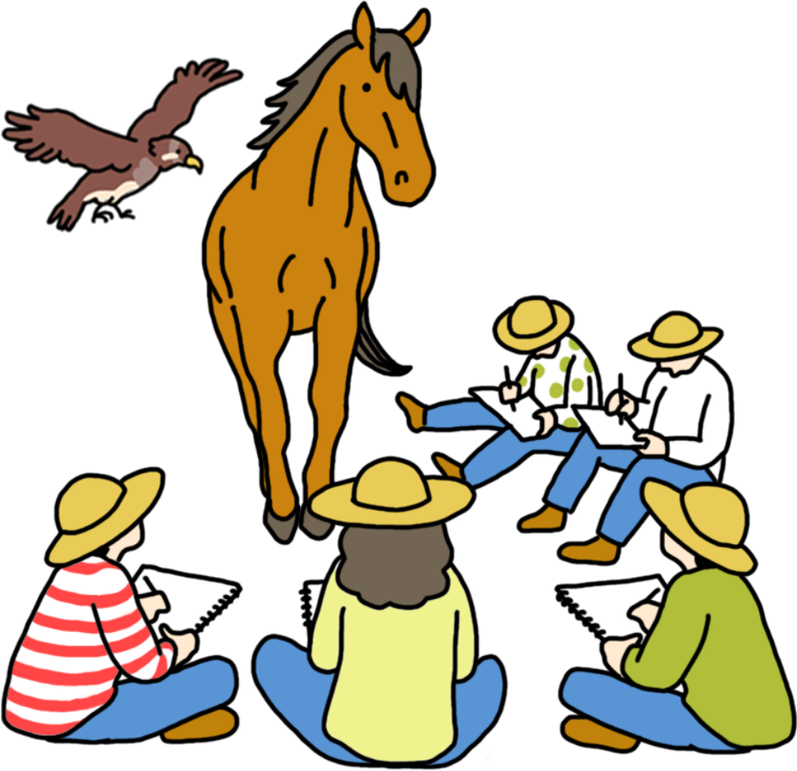 輪になって話し合う人たちのイラスト