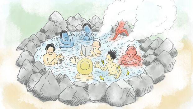 七変化温泉のイラスト